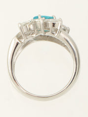 Pt900 Tourmaline Diamond Design Ring #53 Silver