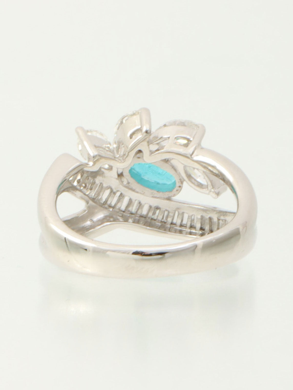 Pt900 Tourmaline Diamond Design Ring #53 Silver