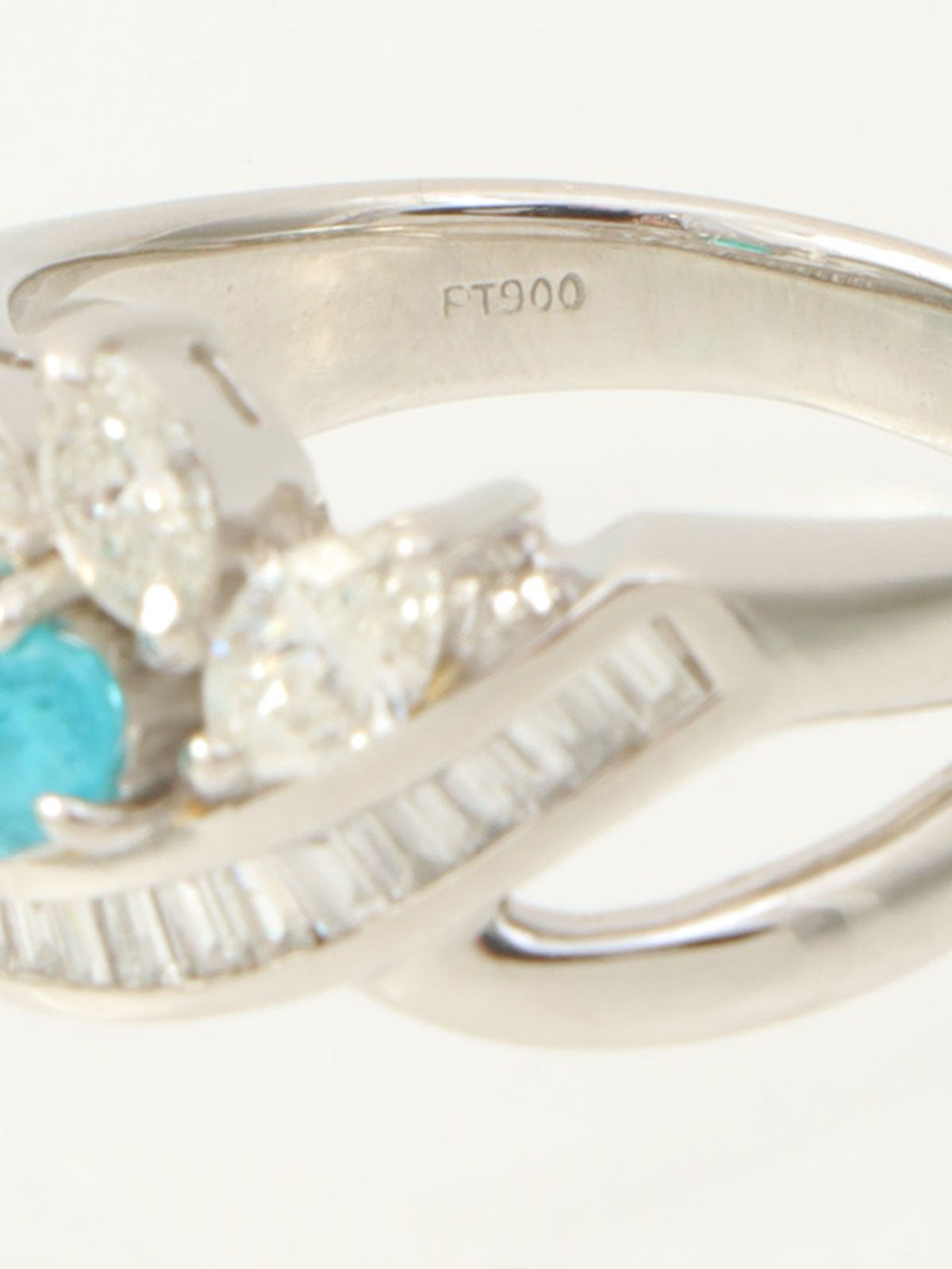 Pt900 Tourmaline Diamond Design Ring #53 Silver