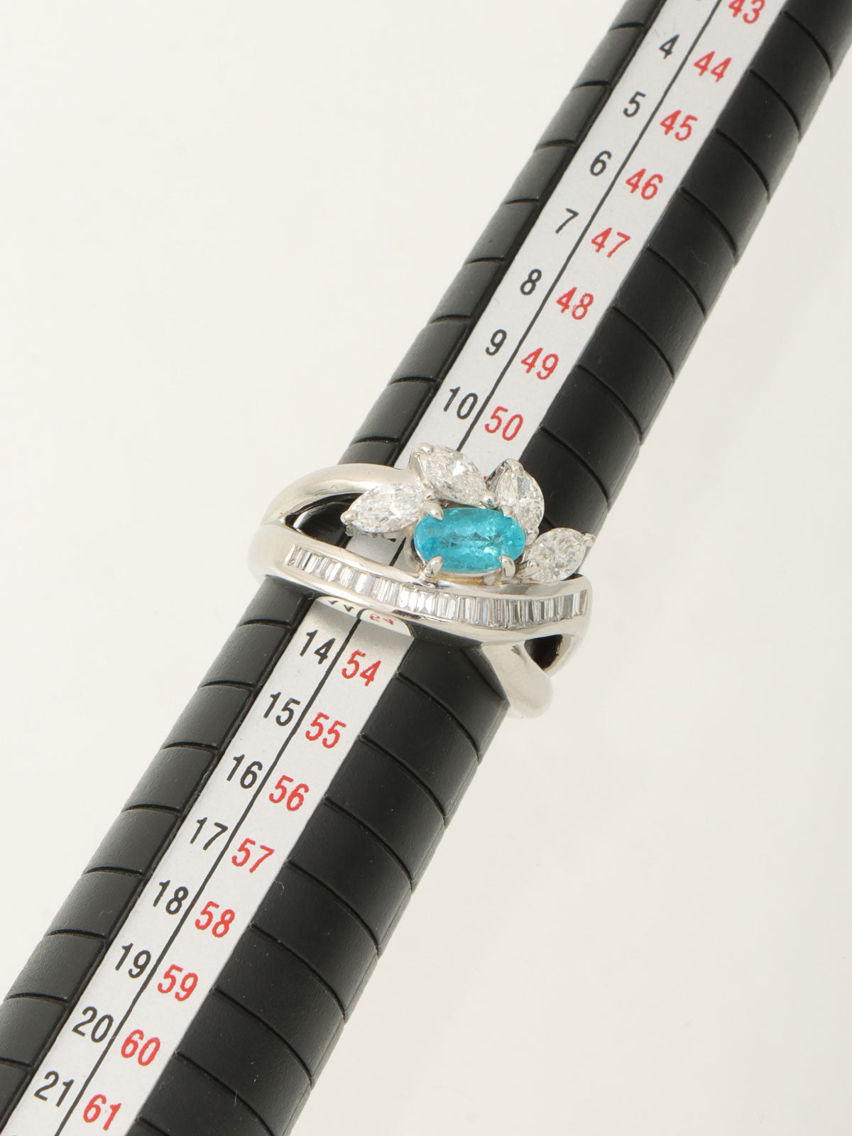 Pt900 Tourmaline Diamond Design Ring #53 Silver