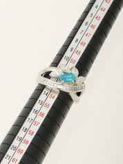 Pt900 Tourmaline Diamond Design Ring #53 Silver