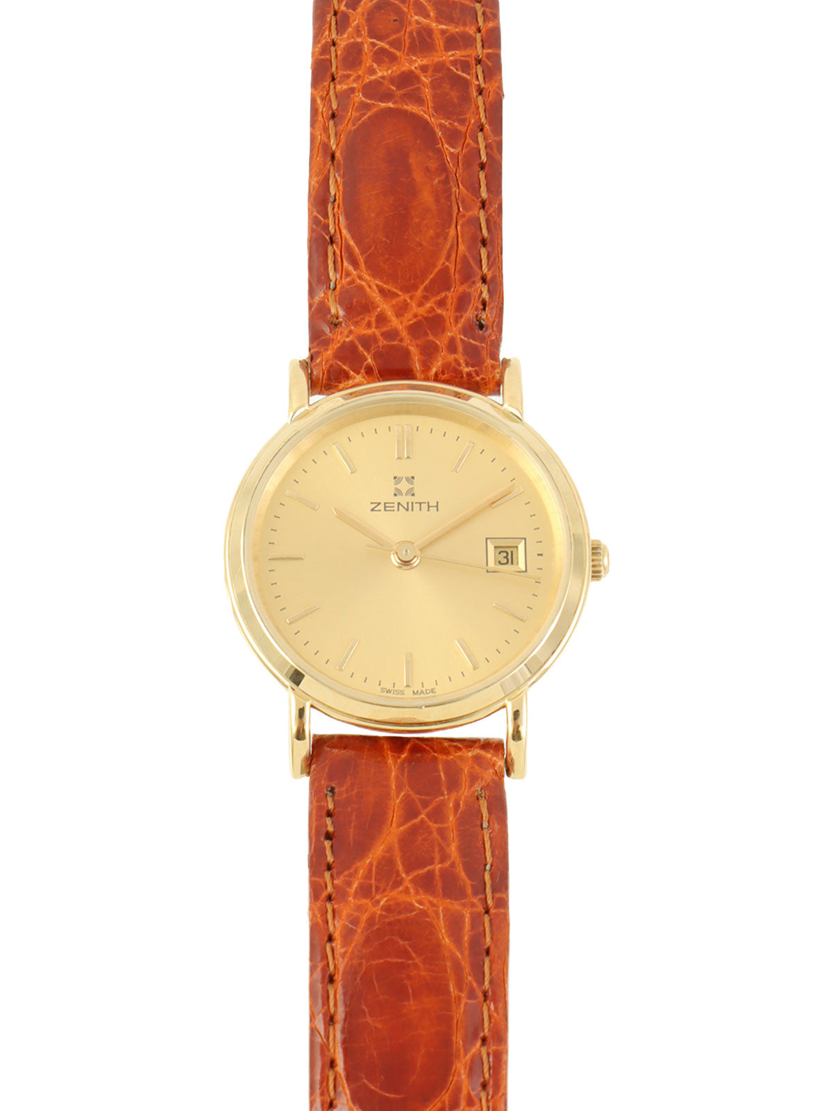 18Kラウンドフェイスウォッチ ゴールド/ブラウン