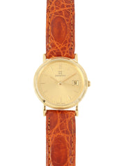 18Kラウンドフェイスウォッチ ゴールド/ブラウン