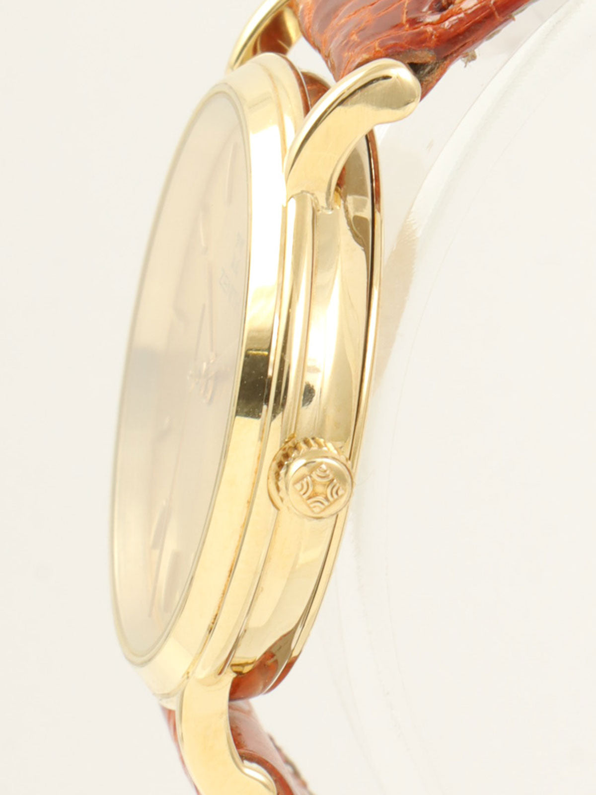 18Kラウンドフェイスウォッチ ゴールド/ブラウン