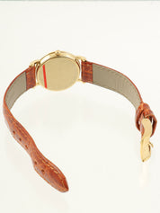 18Kラウンドフェイスウォッチ ゴールド/ブラウン