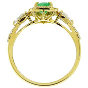 18K Emerald and Diamond Teardrop Ring #52 Gold