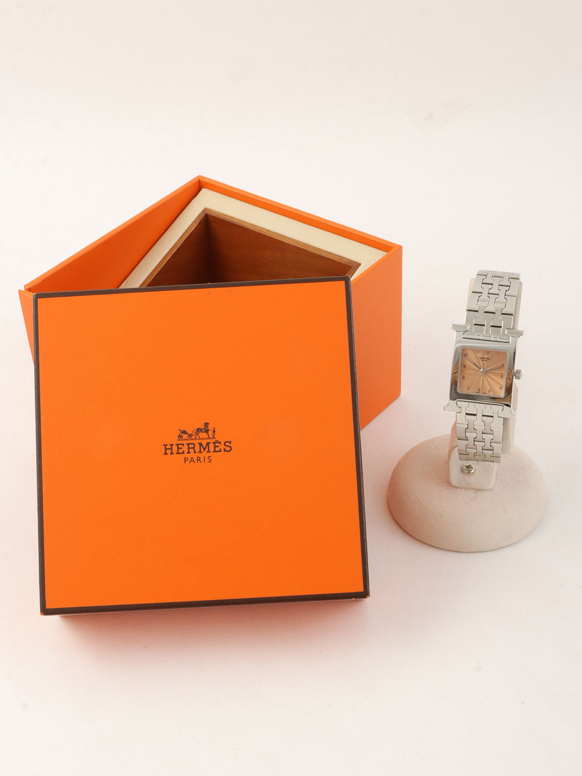 Hウォッチ シルバー/サーモンピンク