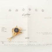 14K Sapphire Diamond Bouquet Motif Brooch Gold/Blue