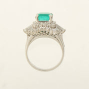 Platinum Emerald Diamond Ring #50 Silver/Green