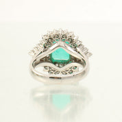 Platinum Emerald Diamond Ring #50 Silver/Green