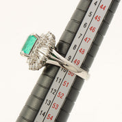 Platinum Emerald Diamond Ring #50 Silver/Green