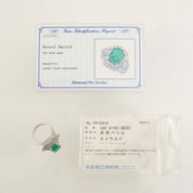Platinum Emerald Diamond Ring #50 Silver/Green