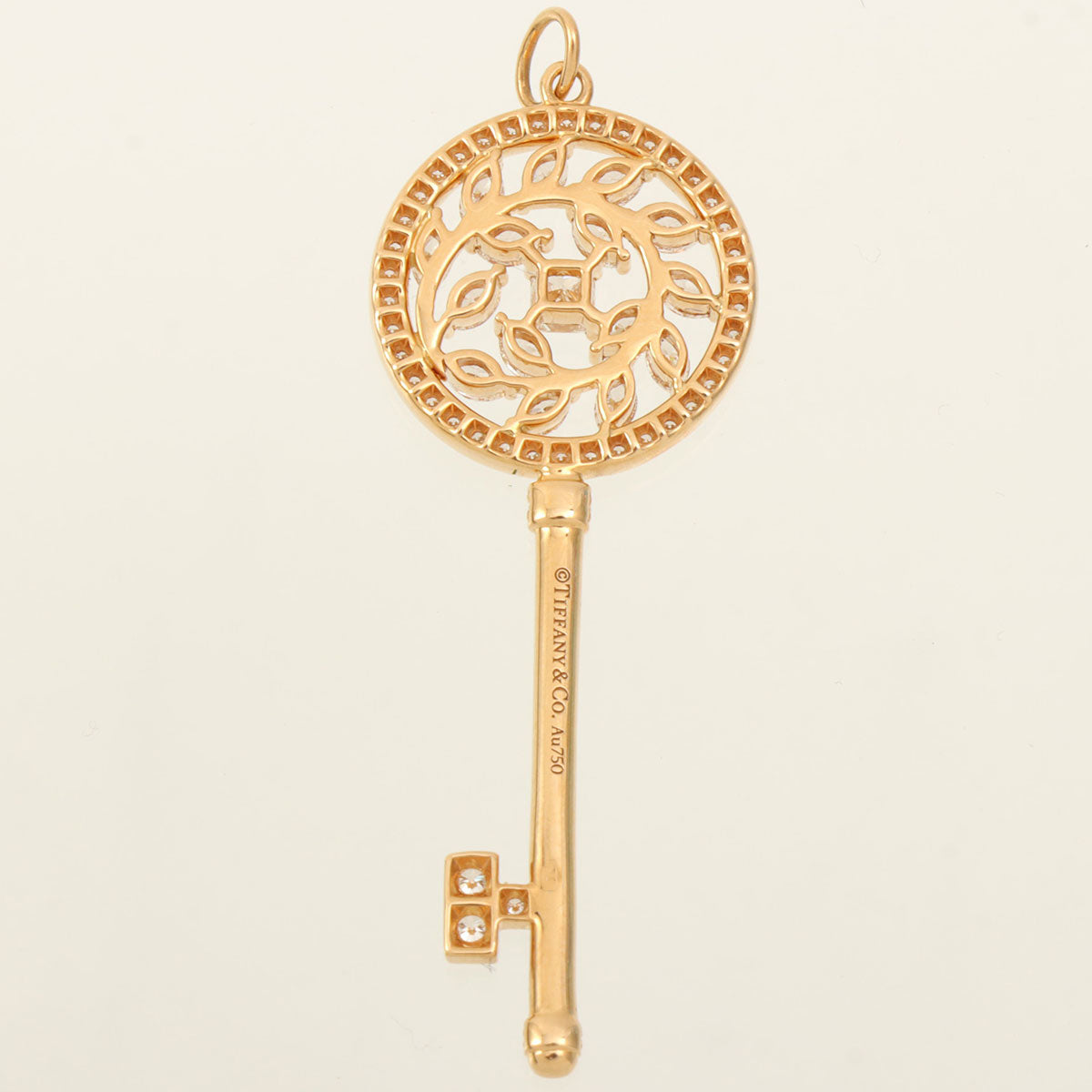 18K Victoria Vine Circle Key Pendant Top Pink Gold