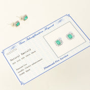 Pt900 Emerald and Diamond Earrings, Silver/Green