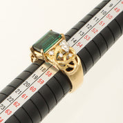 Pt900 Tourmaline Diamond Ring #56 Gold/Green