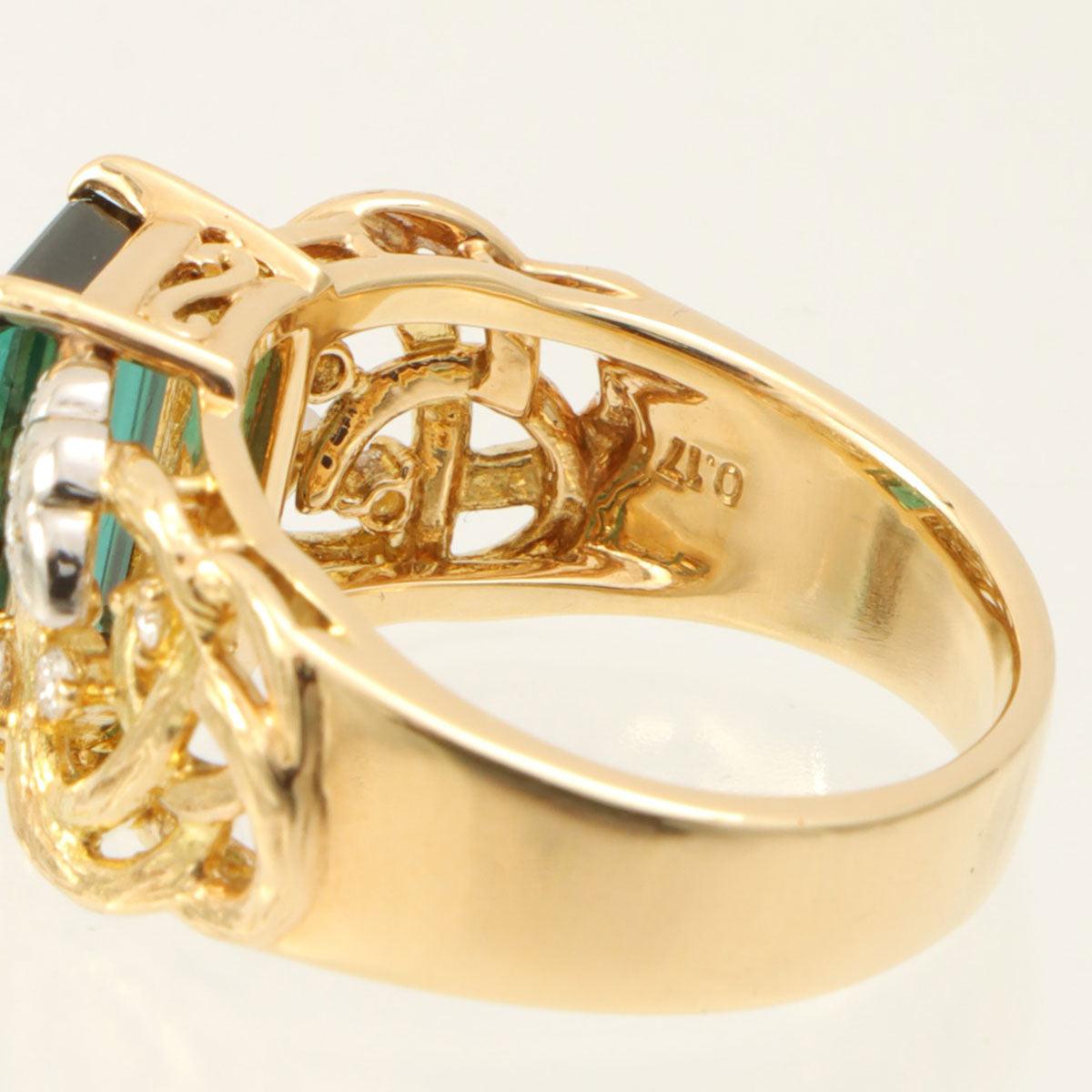 Pt900 Tourmaline Diamond Ring #56 Gold/Green