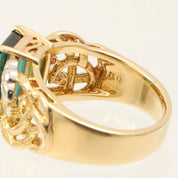 Pt900 Tourmaline Diamond Ring #56 Gold/Green