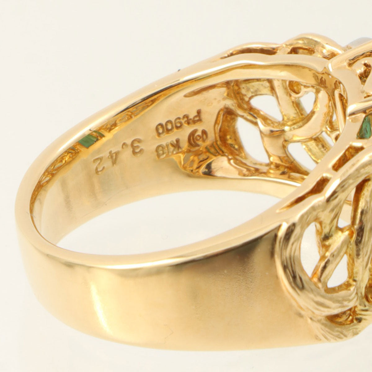 Pt900 Tourmaline Diamond Ring #56 Gold/Green