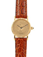 18Kコインウォッチ ゴールド/ブラウン