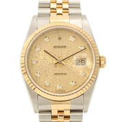 2001年頃製 10Pダイヤモンドデイトジャスト 36mm 16233G K番 自動巻き シャンパン