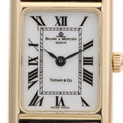 14K Tiffany W-Name Rectangular Watch 98452 Quartz White/Black