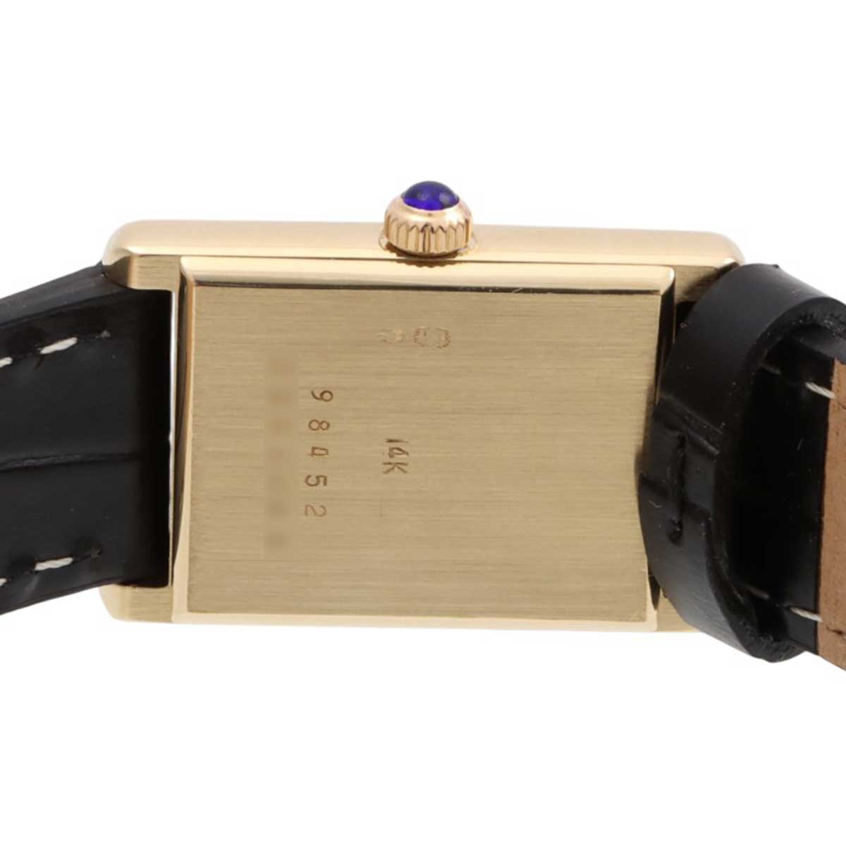 14K Tiffany W-Name Rectangular Watch 98452 Quartz White/Black