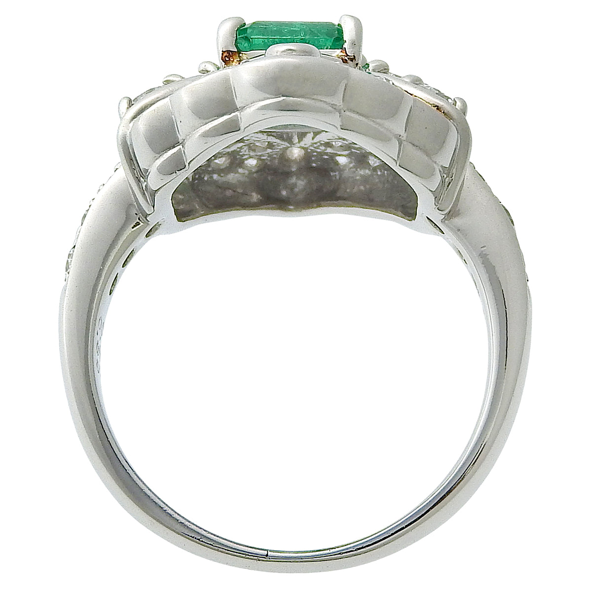 Platinum Emerald Design Ring #52 Silver/Green