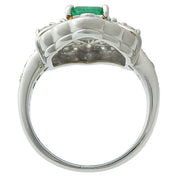 Platinum Emerald Design Ring #52 Silver/Green