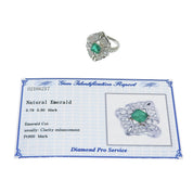 Platinum Emerald Design Ring #52 Silver/Green