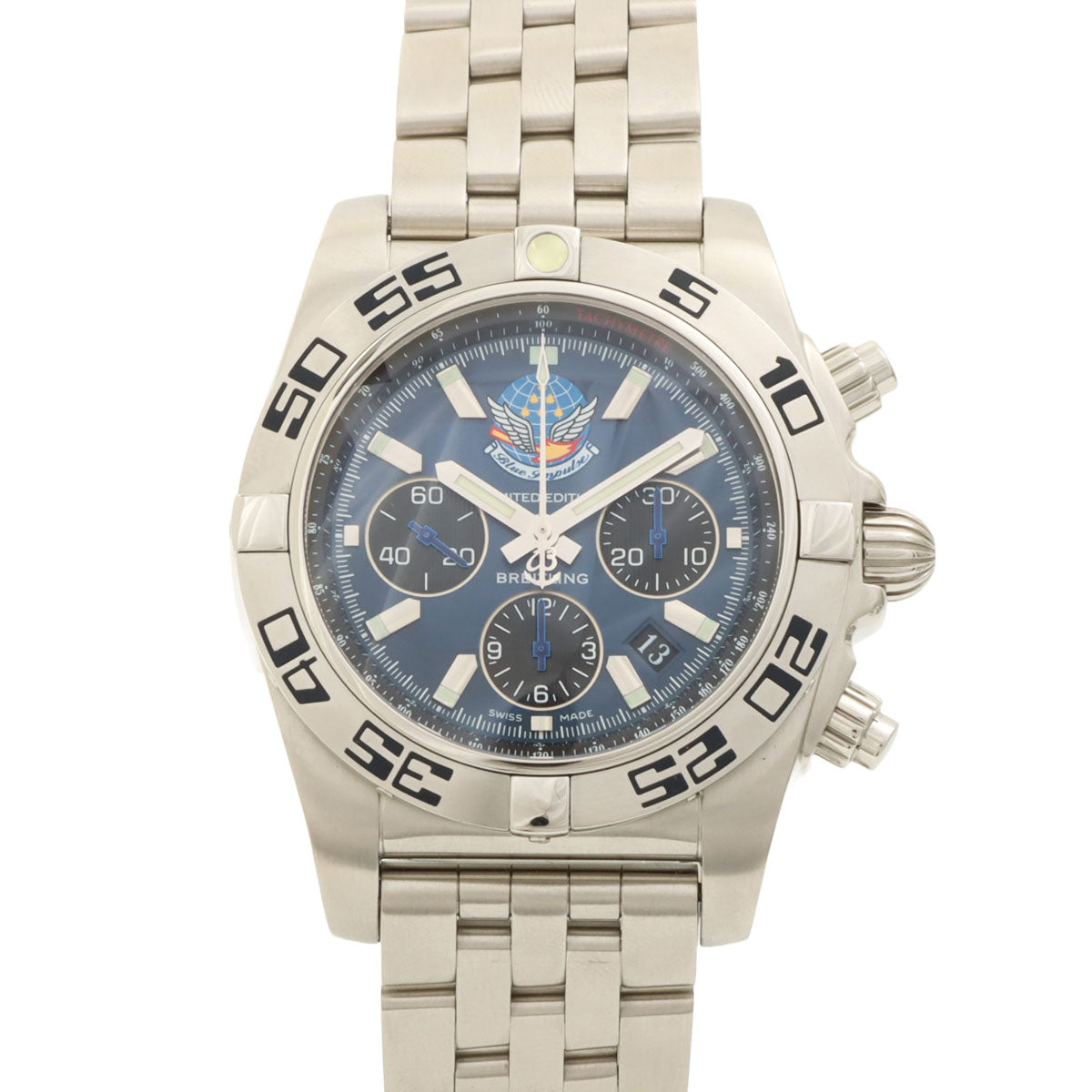 クロノマット44ブルーインパルス 43mm AB01107E 自動巻き ブルー/シルバー