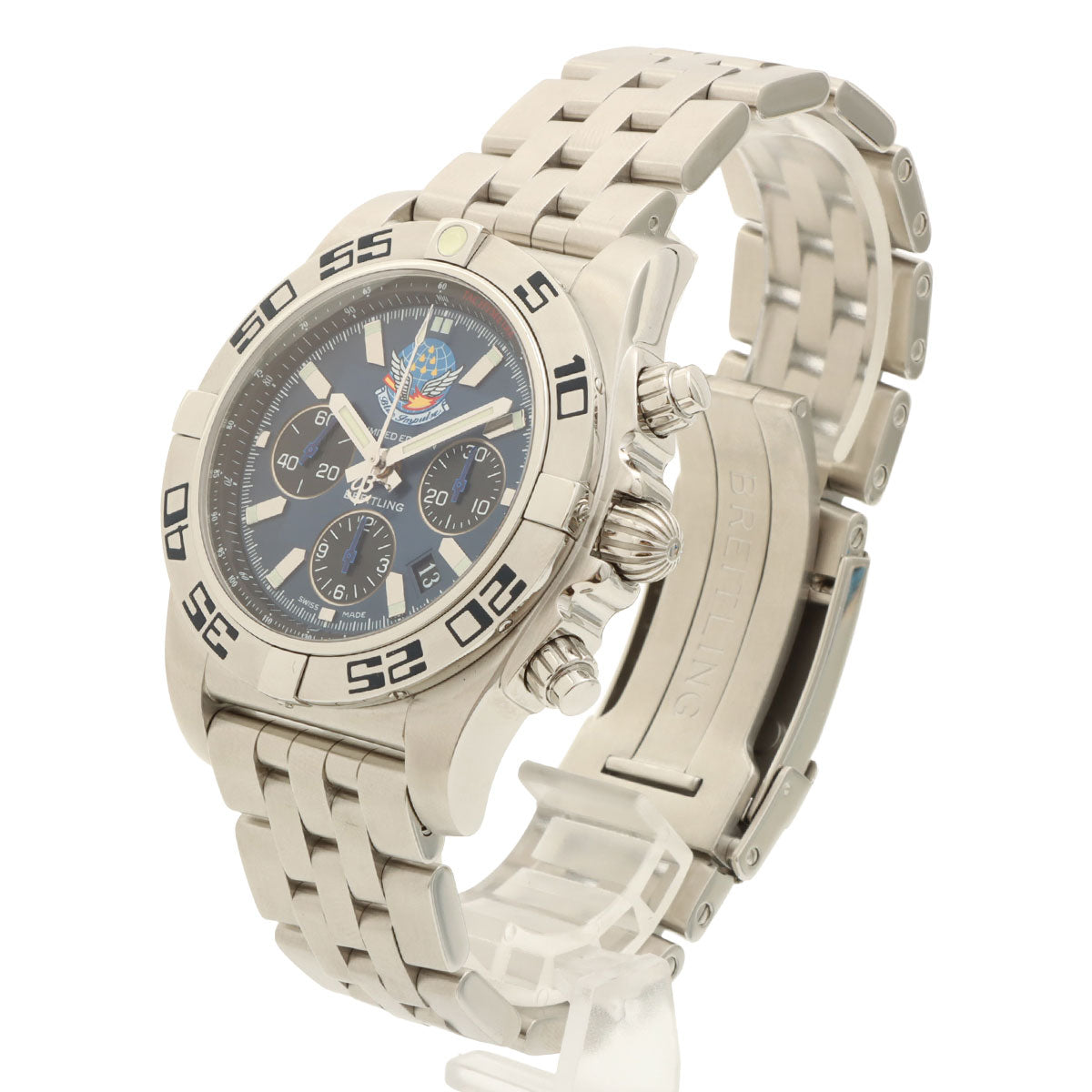 クロノマット44ブルーインパルス 43mm AB01107E 自動巻き ブルー/シルバー
