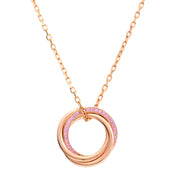 18K Pink Sapphire Trinity Necklace, Pink Gold