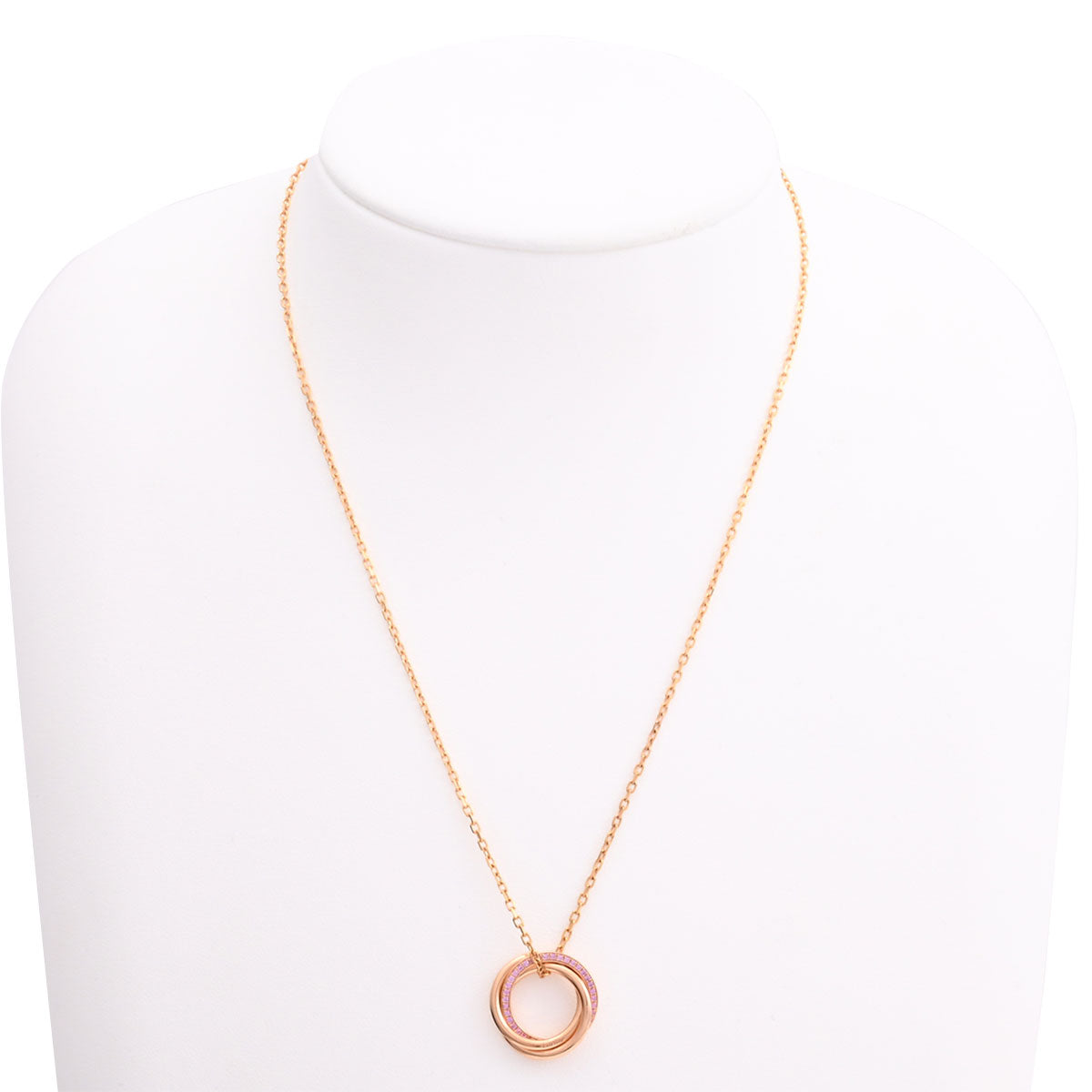 18K Pink Sapphire Trinity Necklace, Pink Gold