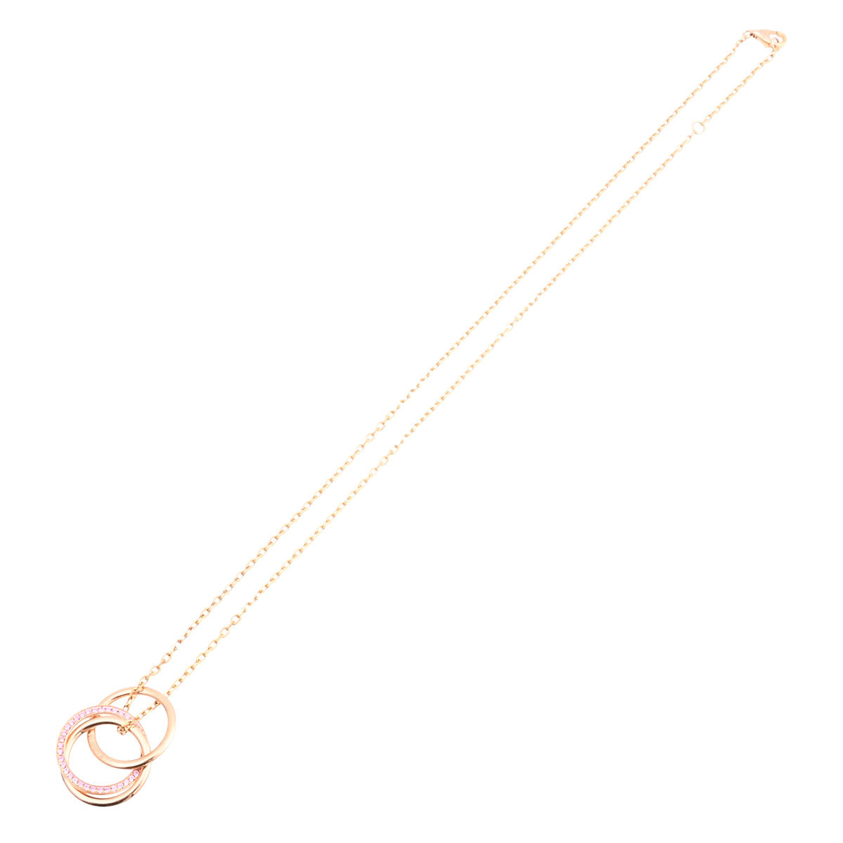 18K Pink Sapphire Trinity Necklace, Pink Gold