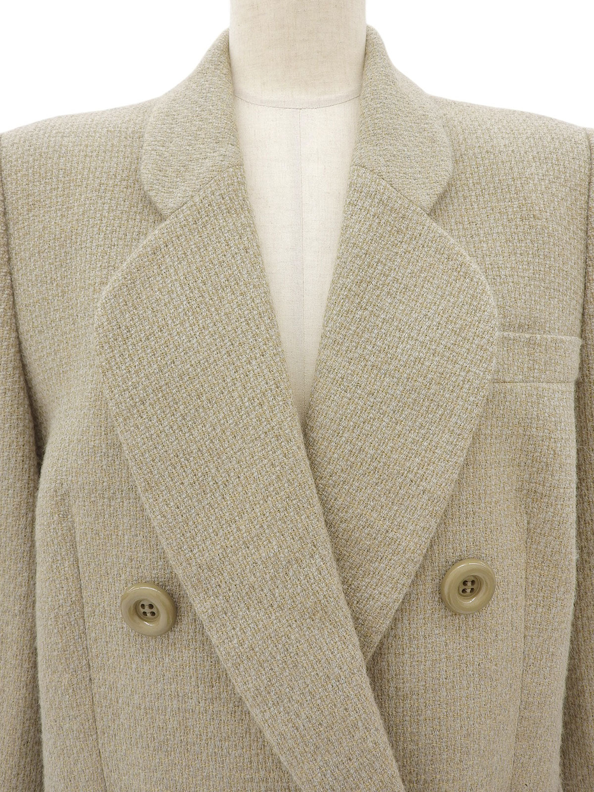 Tweed Double-Breasted Jacket #M Beige/Mint