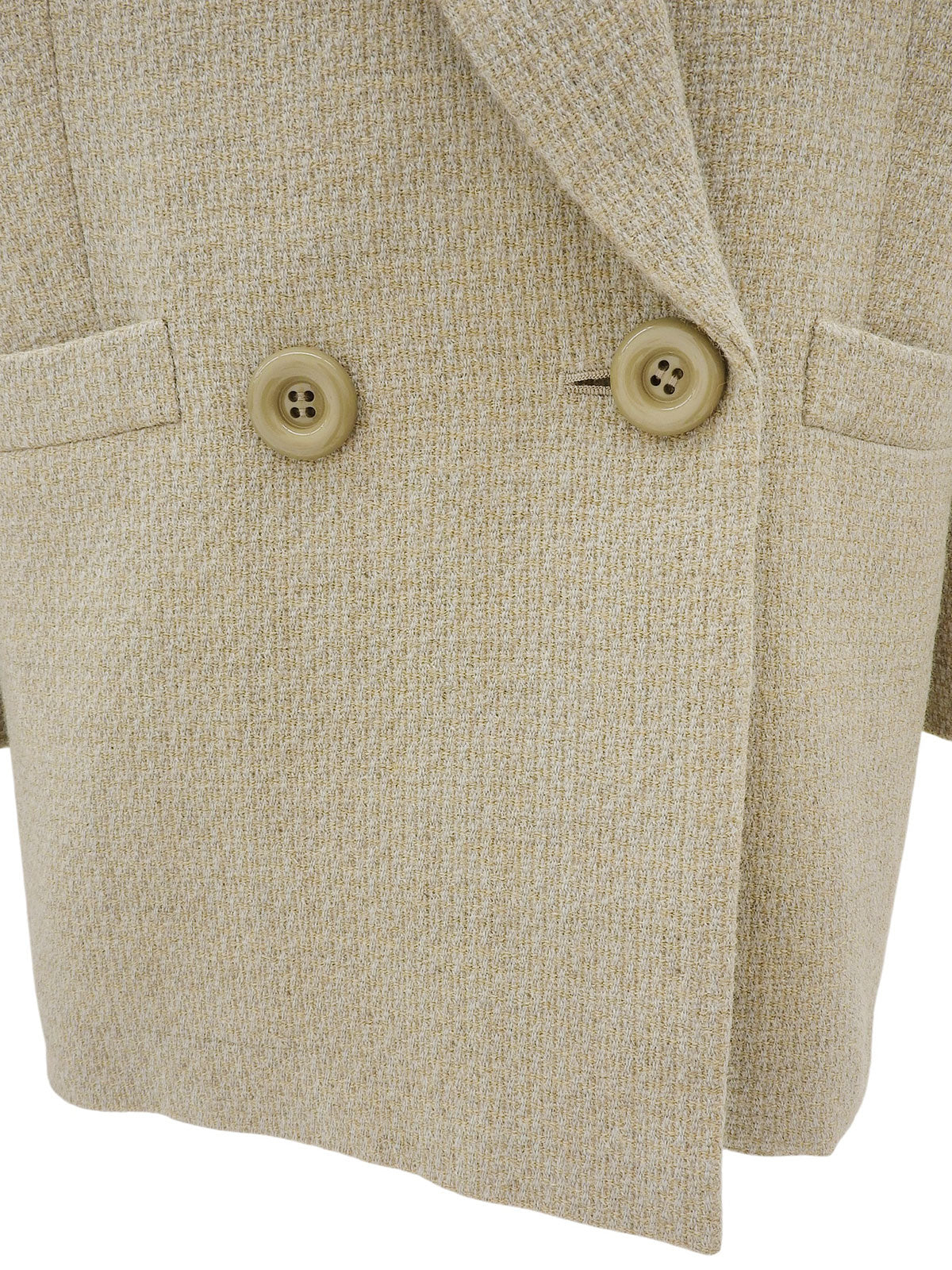 Tweed Double-Breasted Jacket #M Beige/Mint