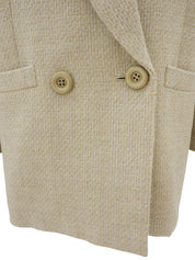 Tweed Double-Breasted Jacket #M Beige/Mint