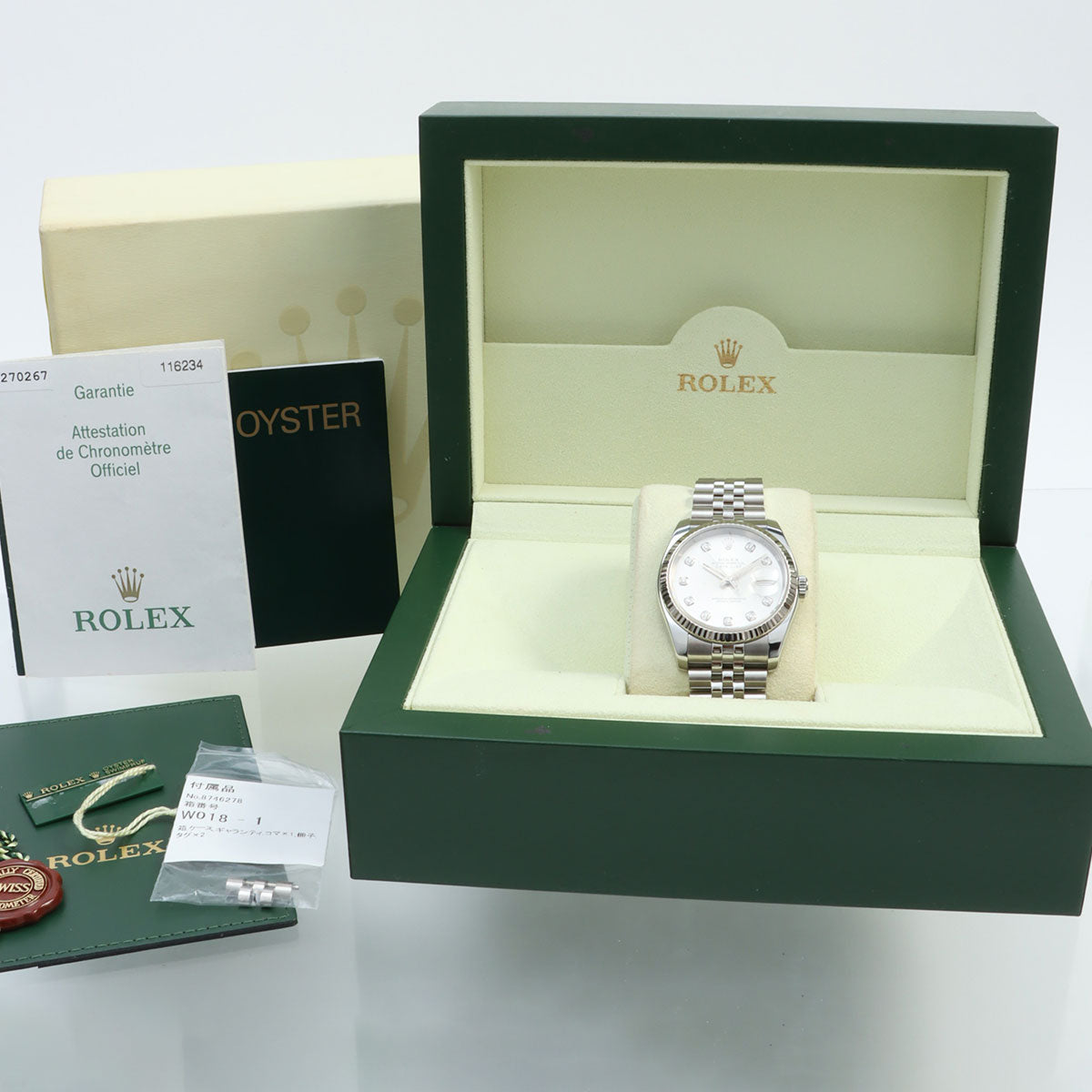 2005年頃製 10Pダイヤモンドデイトジャスト 36mm 116234G 自動巻き シルバー