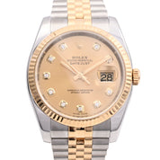 Circa 2012 Datejust 36mm 10-point Diamond 116233G Automatic Champagne