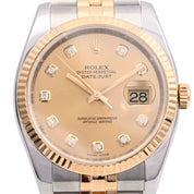 Circa 2012 Datejust 36mm 10-point Diamond 116233G Automatic Champagne