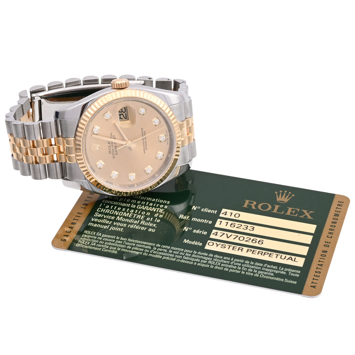 Circa 2012 Datejust 36mm 10-point Diamond 116233G Automatic Champagne