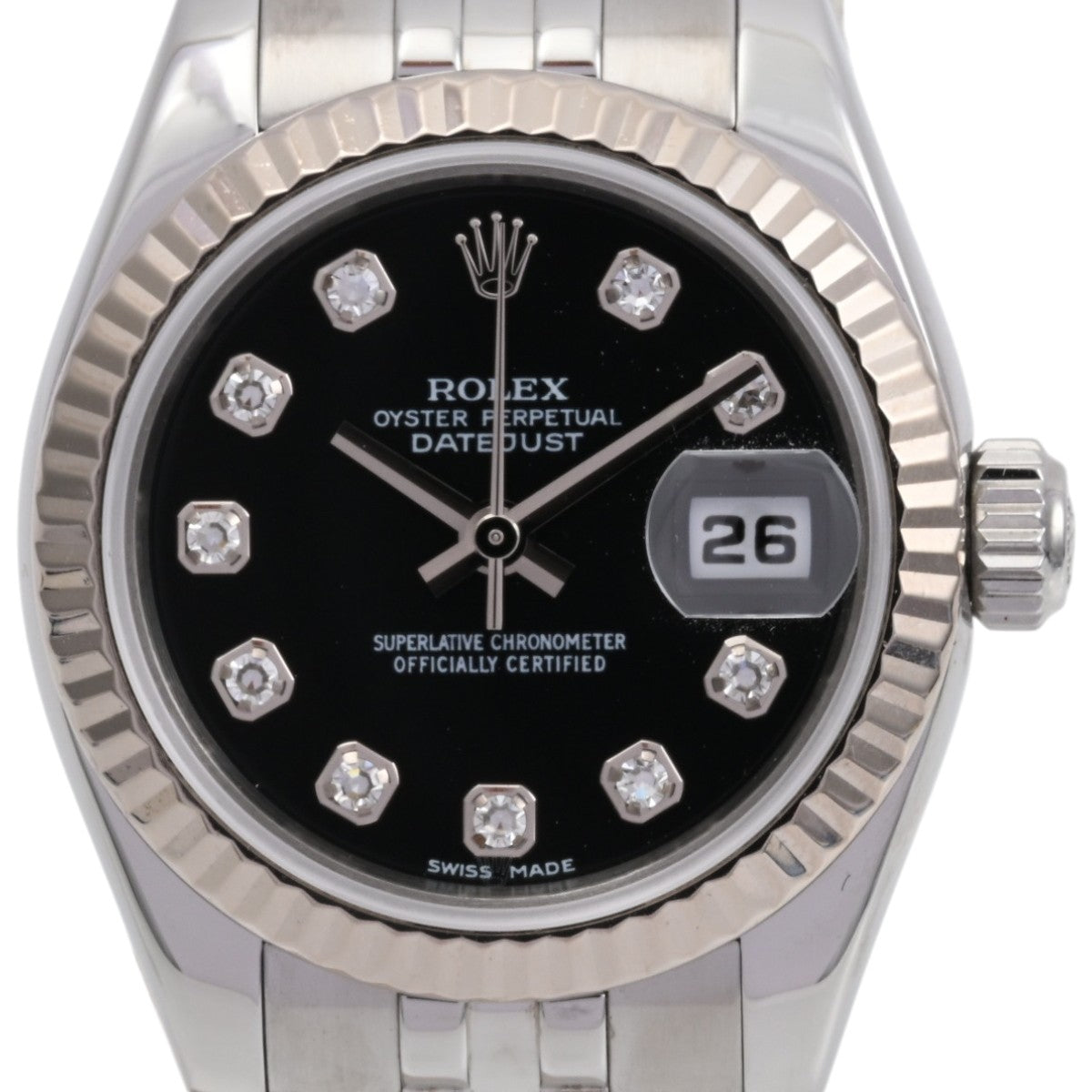 2005年頃製 10Pダイヤモンドデイトジャスト 26mm 179174G 自動巻き ブラック