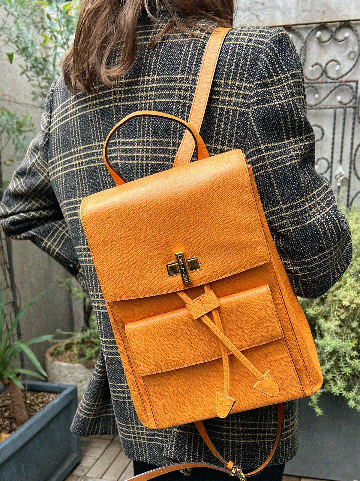 Logo Plate Backpack Orange