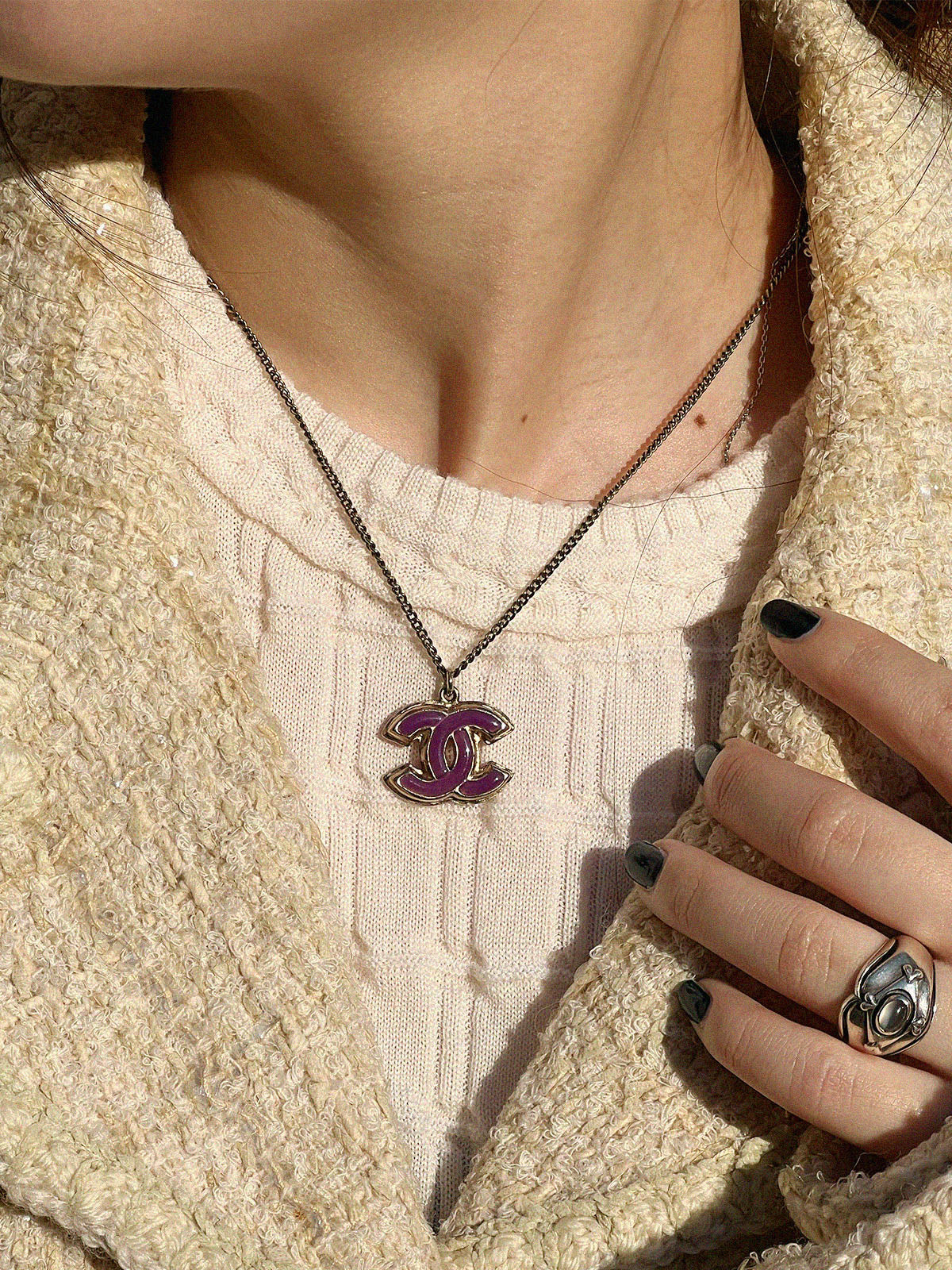 2008年製CCマークネックレス　ゴールド/パープル