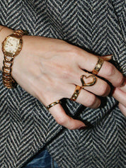 18K Gold Open Heart Ring