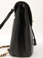 1995 Caviar Skin CC Turnlock Backpack in Black