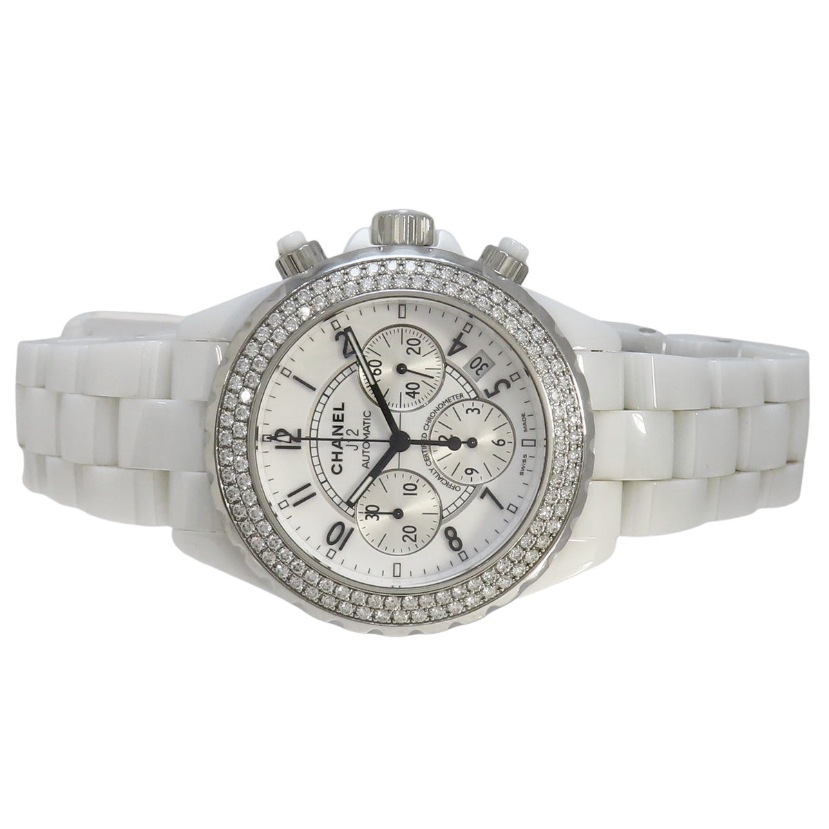 J12 Chronograph Diamond Bezel 41mm H1008 Automatic White
