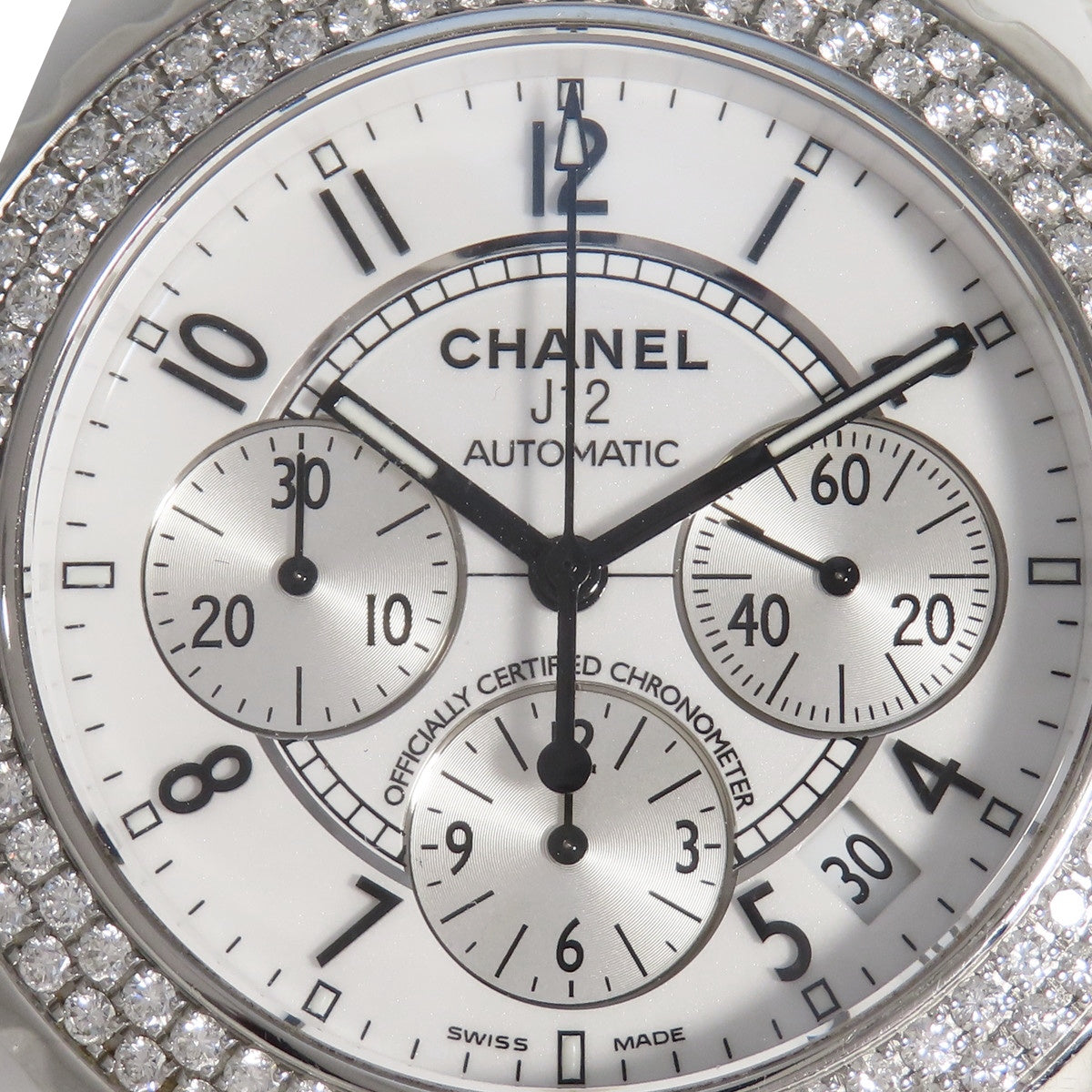 J12 Chronograph Diamond Bezel 41mm H1008 Automatic White