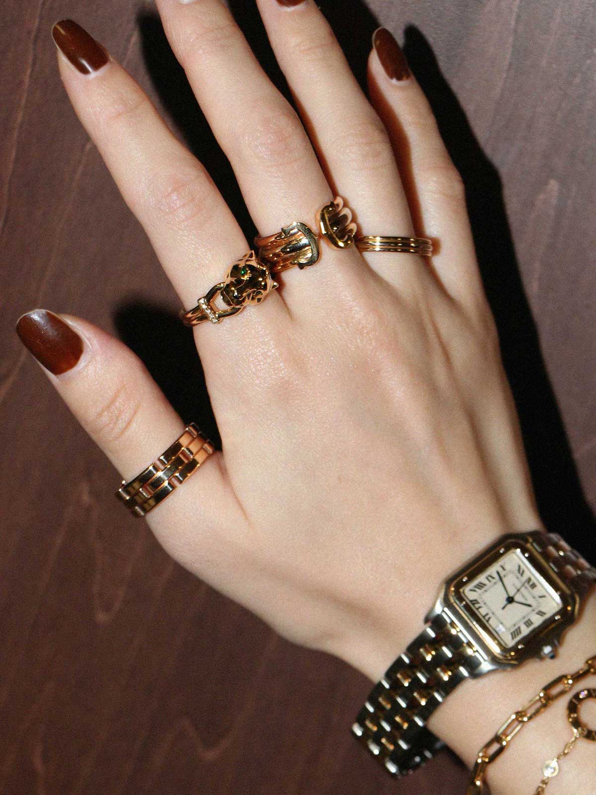 18K Gold Emerald Onyx Diamond Panther Ring