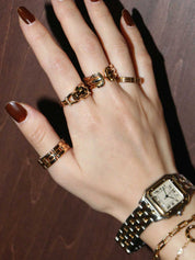 18K Gold Emerald Onyx Diamond Panther Ring